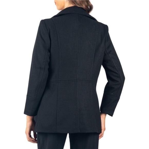 Women's Wool Peacoat – Double-Breasted 3/4 Length Overcoat - Picture 6 of 7
